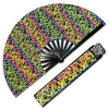 Lridescent Holographic Fabric Folding Hand Fan