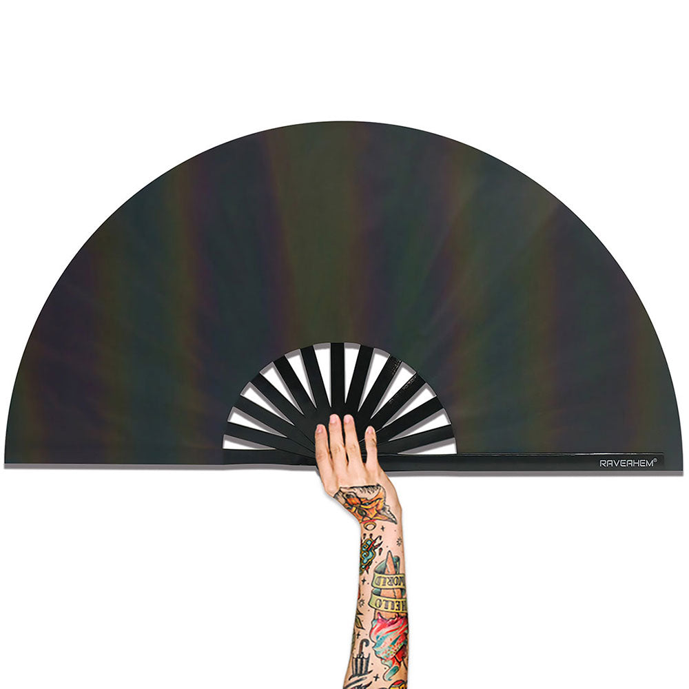 Rainbow Lridescent Holographic Fabric Folding Hand Fan