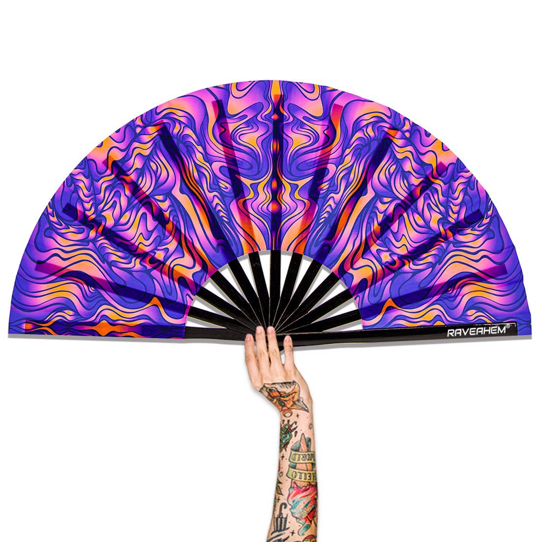Waves UV Bamboo Hand Fan For Raves or Festivals – Raveahem