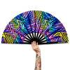 Rainbow Geometric UV Glow Bamboo Clack Hand Fan