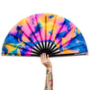 UV Glow Bamboo Clack Hand Fan For Raves or Festivals